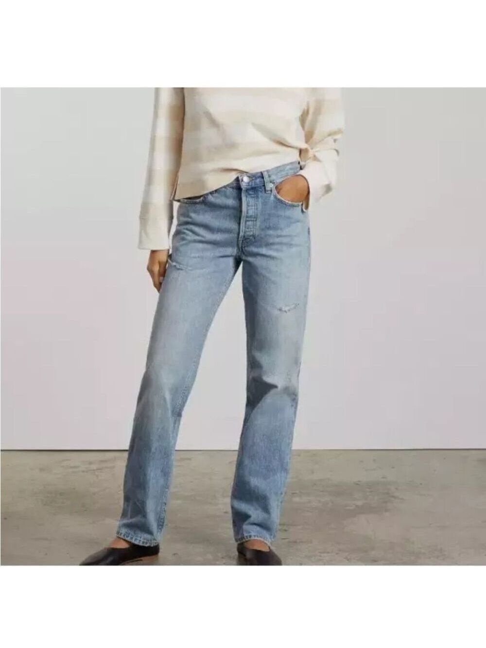 EVERLANE The Everybody Jean Sz E7 Short 30" inseam (Meas. 34" waist) Distressed